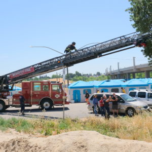 Rescuing cat at Modesto OES