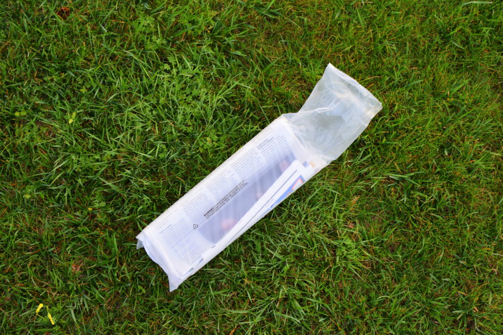Newspaper in plastic deliver bag