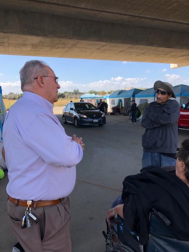 Doug Ridenour at Modesto Outdoor Emergency Shelter