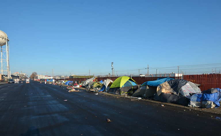 tents along 10th Street opposite Berberian building