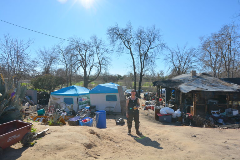 Homeless camp in Modesto's Airport District