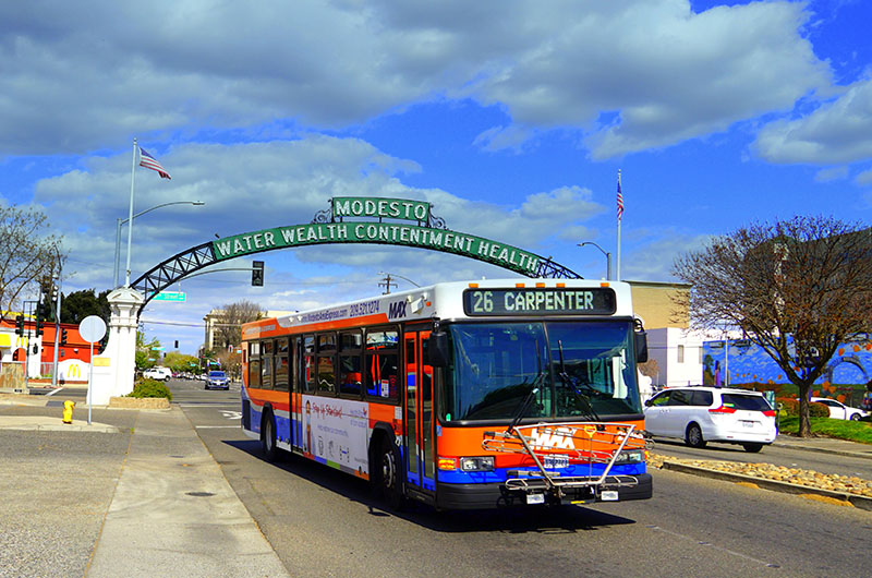Modesto Arch and bus