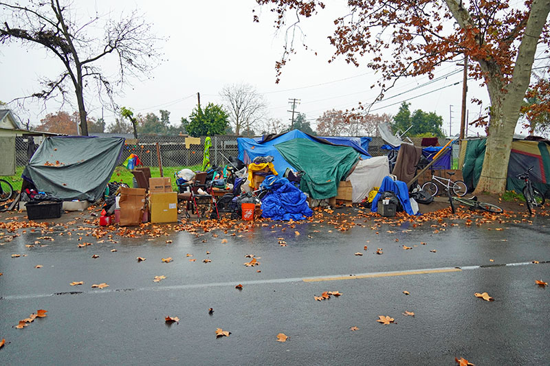 Homeless camp Modesto Airport District 2021