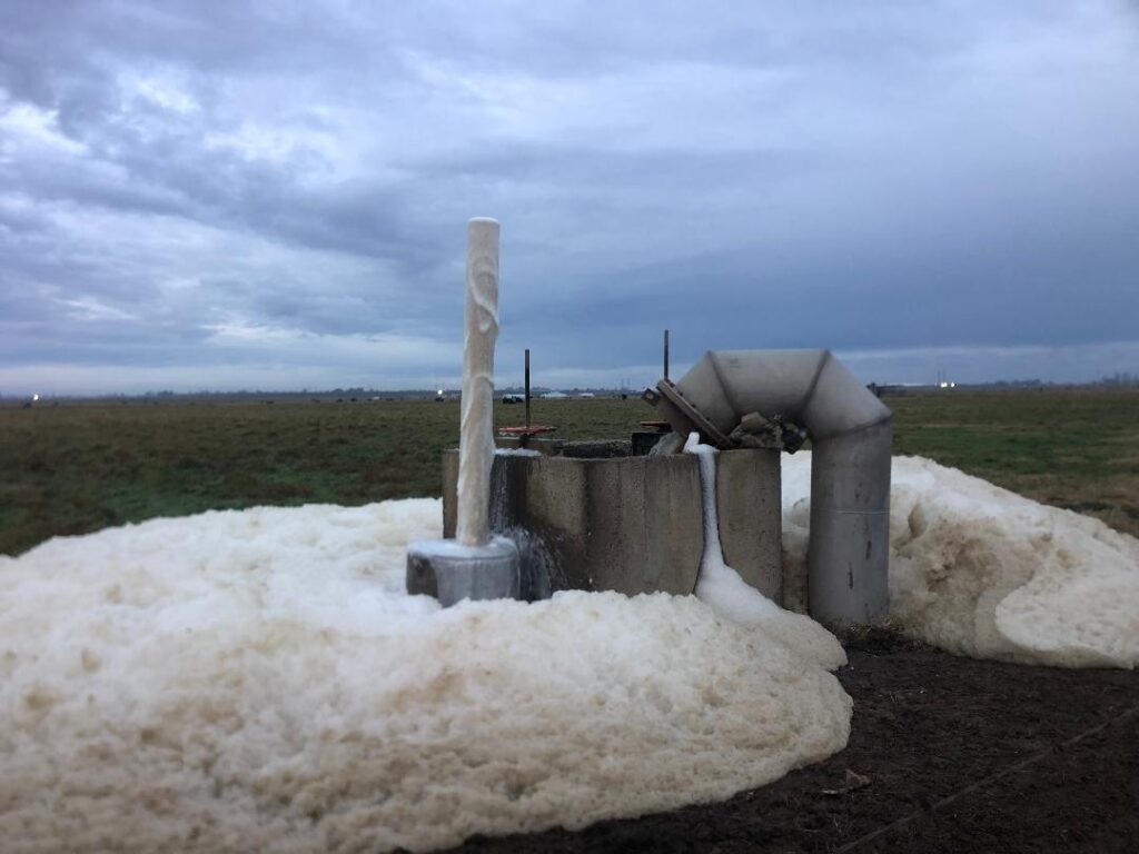 Wastewater overflow near Cavill Drain, Oakdale CA