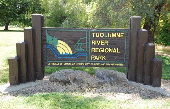 Tuolumne River Regional Park sign Modesto, CA