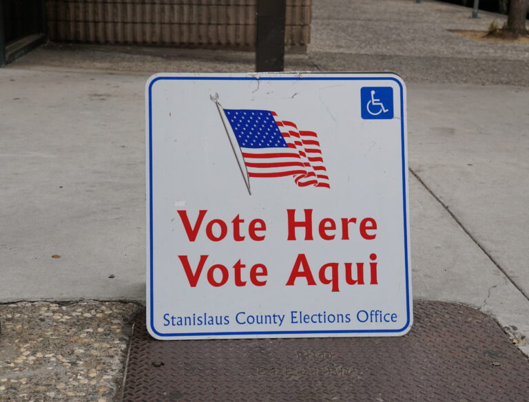 Vote Here sign Stanislaus County Registrar's Office Modesto, CA 1 November 24