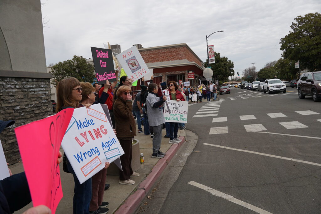 Protest against Trump and Musk, downtown Modesto, 24 Feb 2025