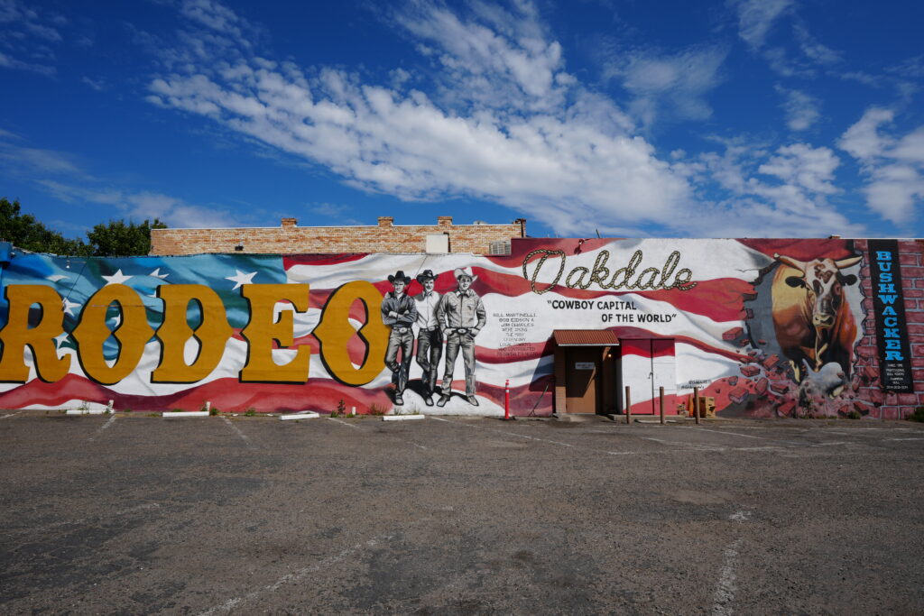 Cowboy Capital Mural, Bachi's Banquet Room, Oakdale, California, May, 2025