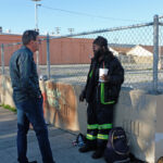 Councilman Nick Bavaro with a homeless man in his district, Modesto, CA