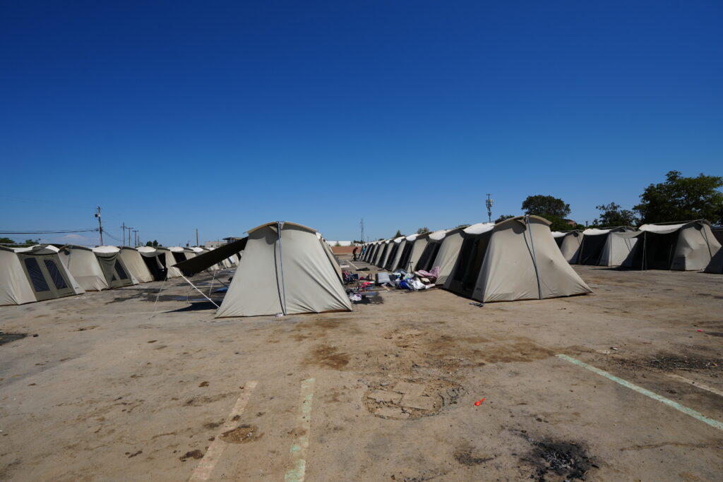 Permitted homeless camp in Los Banos, June, 2025