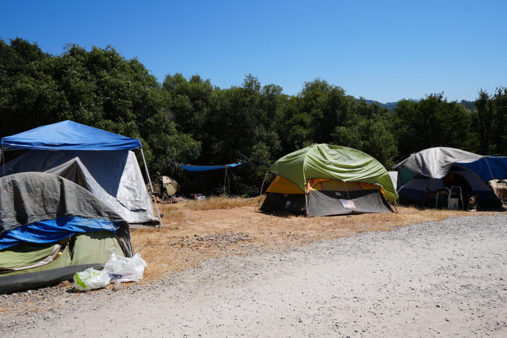 Permitted homeless camp in Sonora, CA, June, 2025