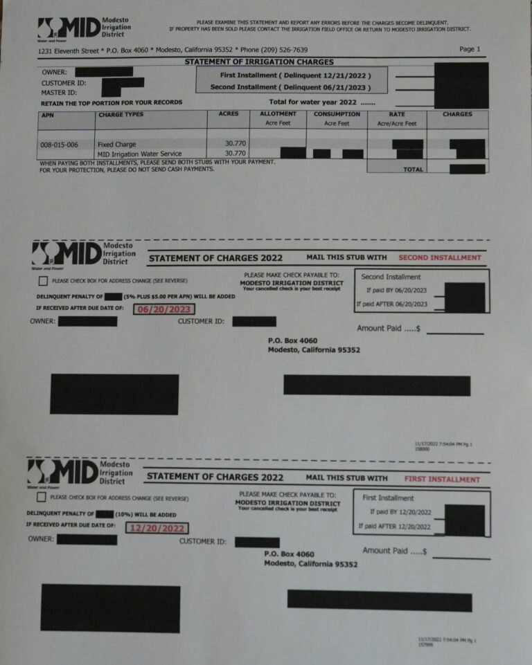 Power usage records Rairden orchard AB La Grange Ranch