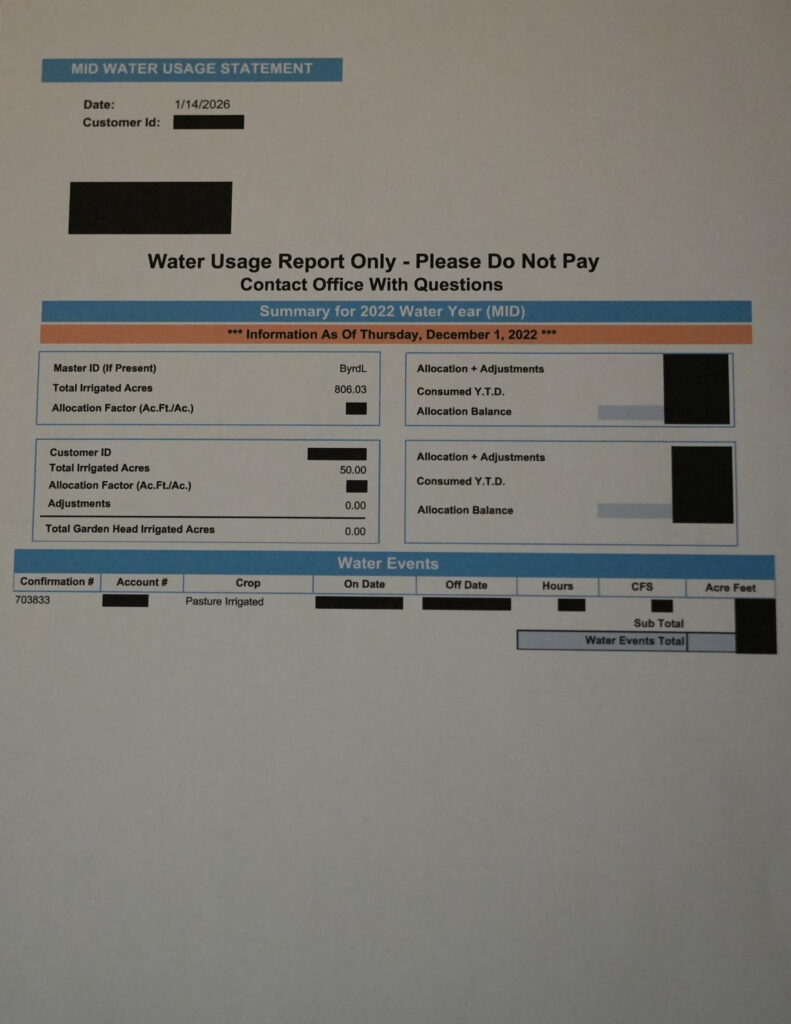 Byrd Masteer Water Account Redacted 50 acres of pasture report