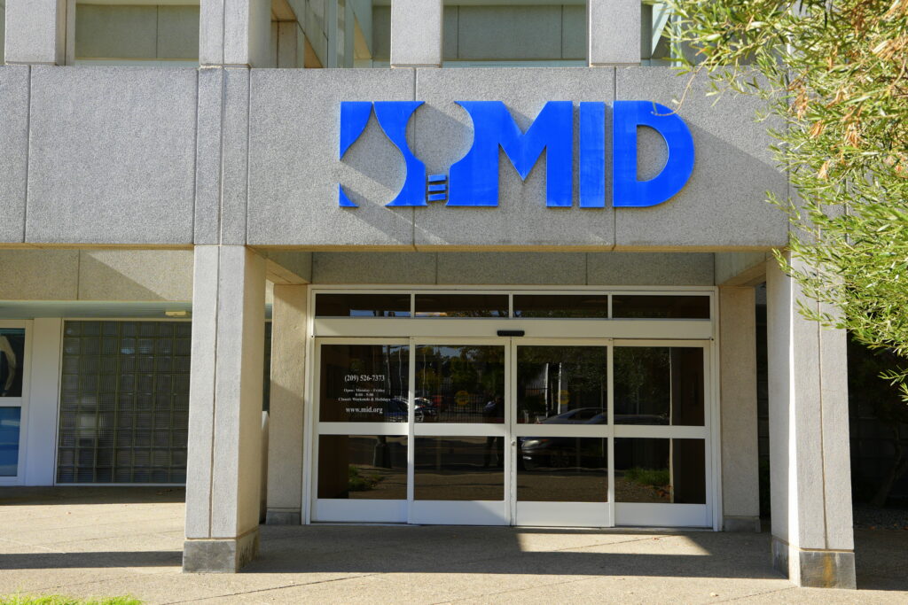 Modesto Irrigation District headquarters entrance, downtown Modesto, 17 October, 2026